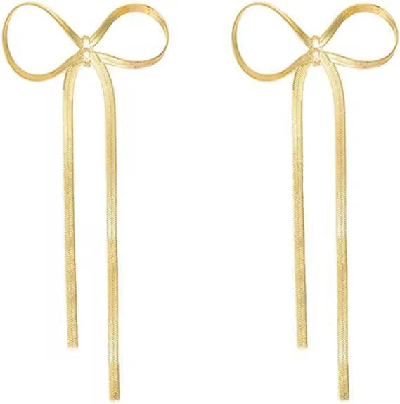 Bow drop earrings