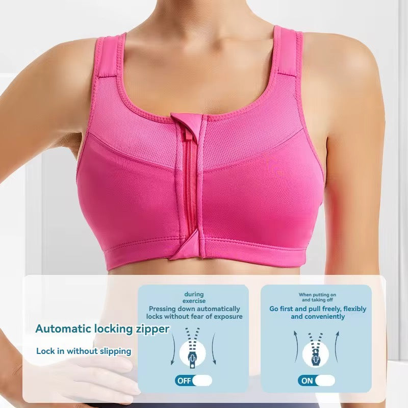 High quality front zipper women's sports bra