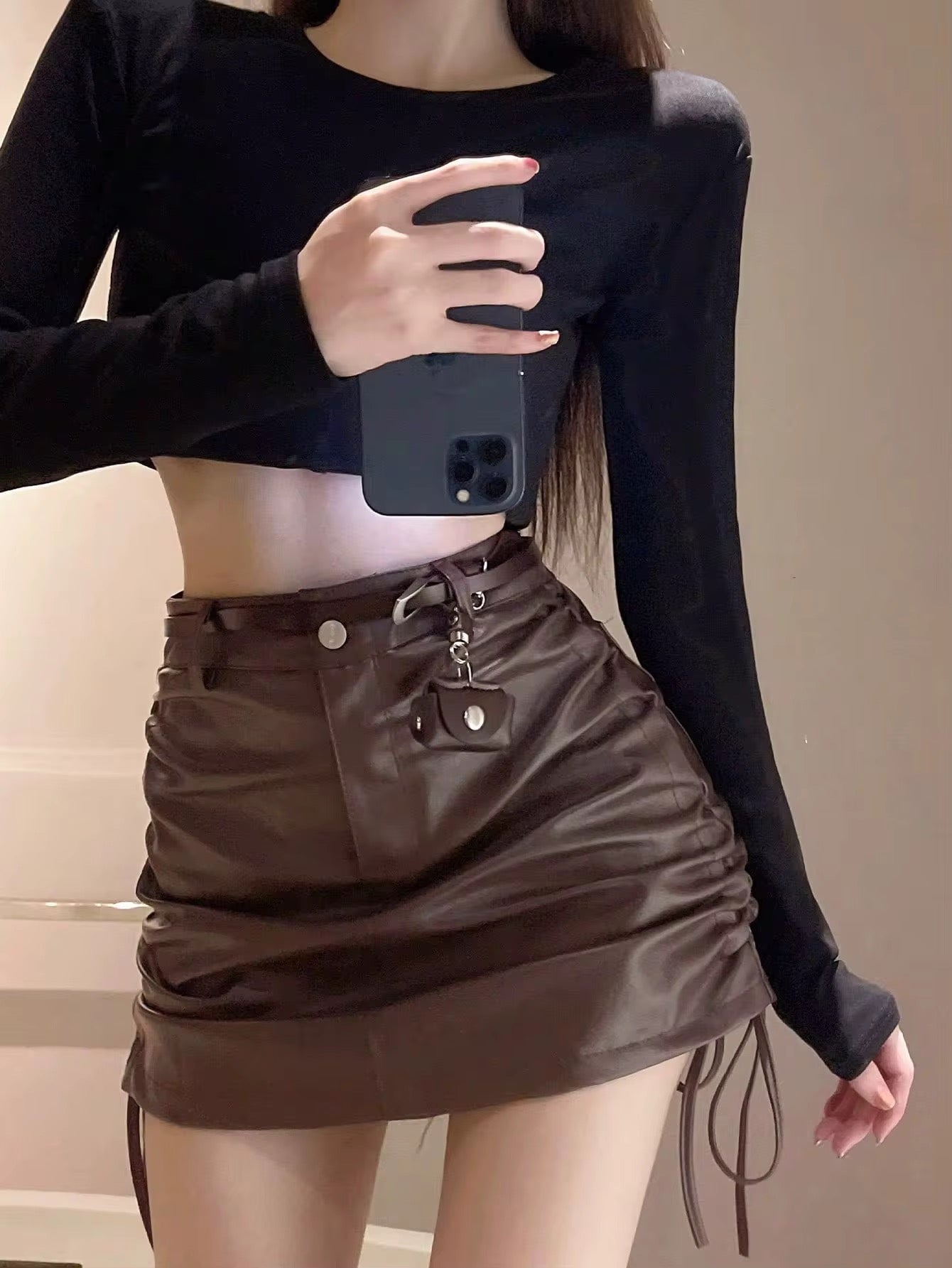 Women's PU Leather mini skirt