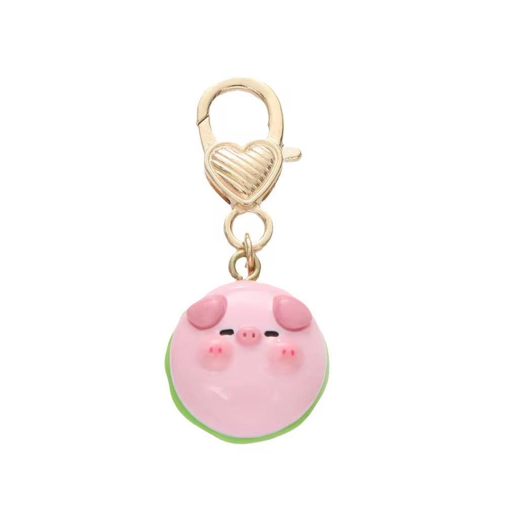 Pink pig cartoon key ring