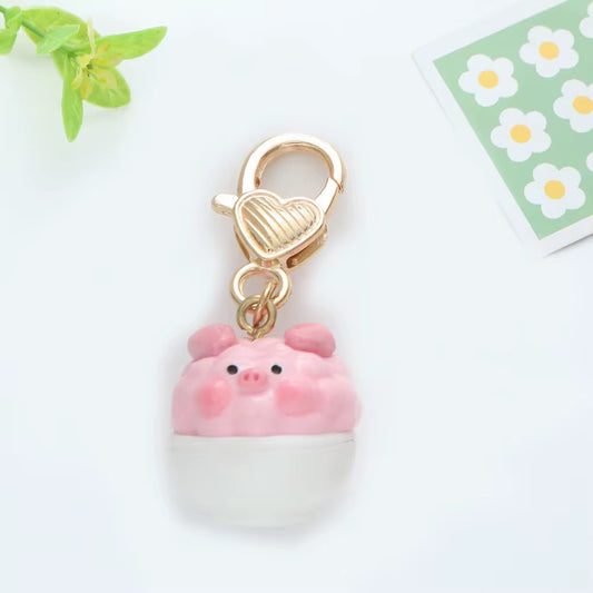 Pink pig cartoon key ring