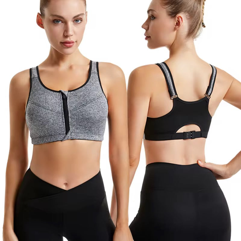 High quality front zipper women's sports bra
