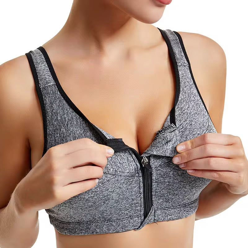 High quality front zipper women's sports bra