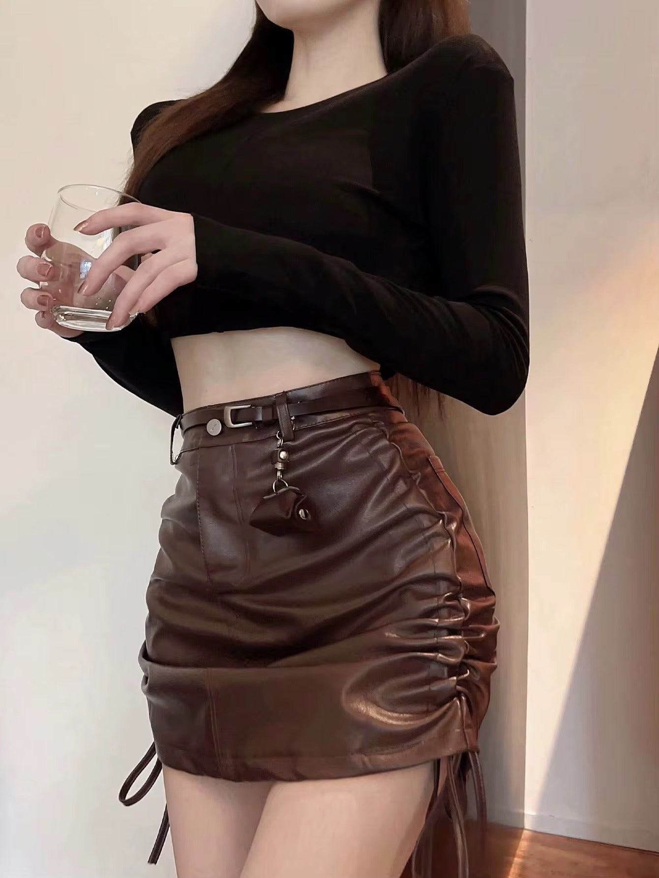 Women's PU Leather mini skirt