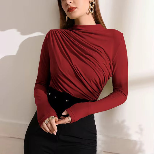 Long sleeves burgundy colour women's top