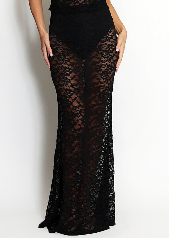 Sheer Lace Maxi Skirt