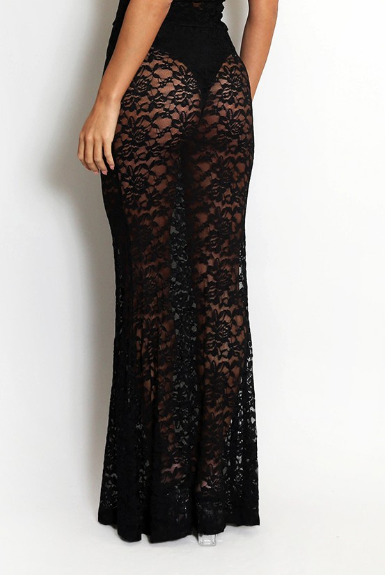 Sheer Lace Maxi Skirt