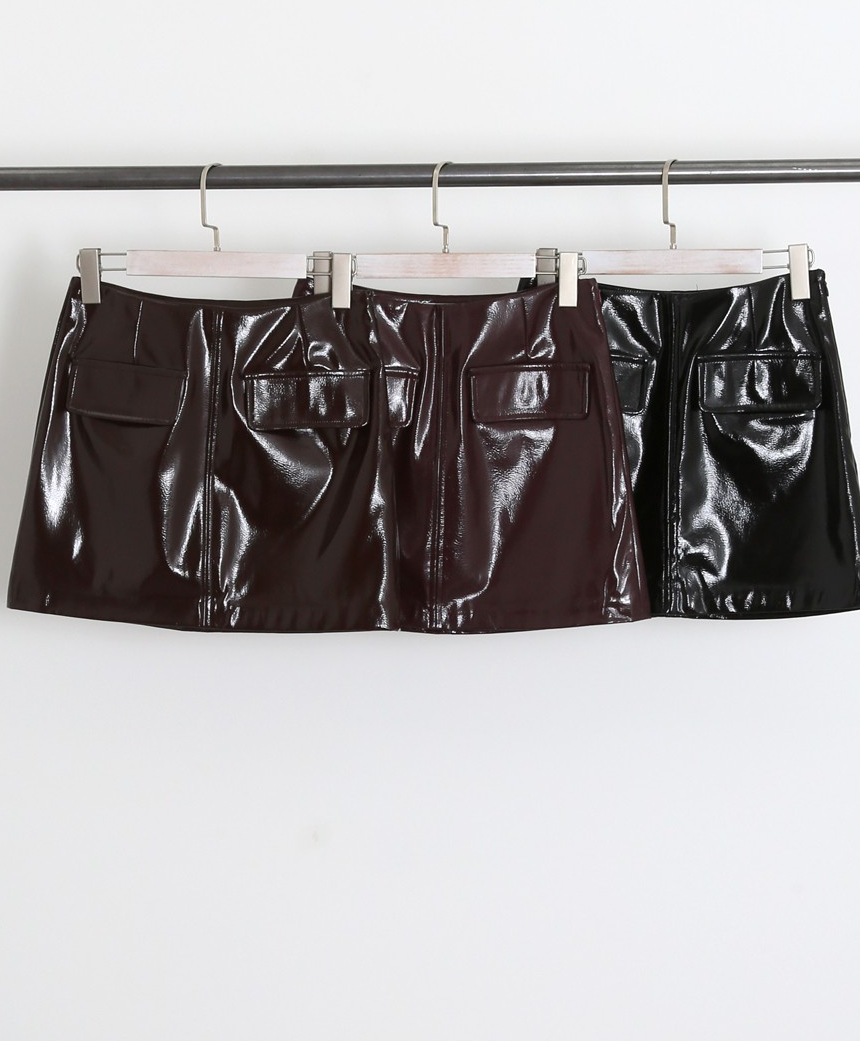 Vinyl A-Line Mini Skirt