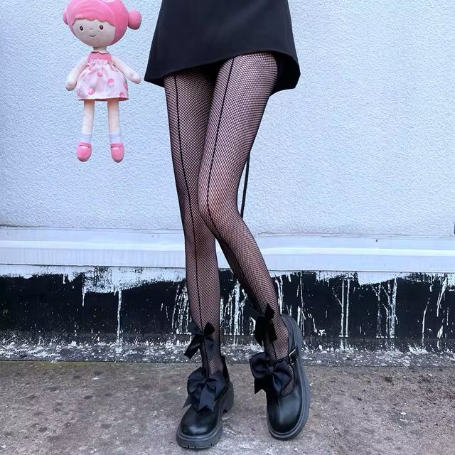Fishnet Tights With A Ribbon